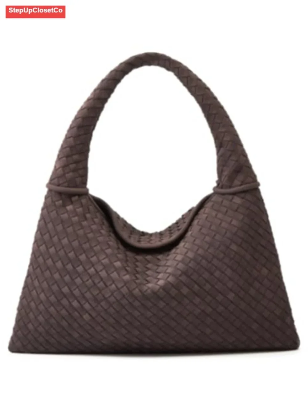 Faux Suede Woven Hobo Handbag Vintage Tote Satchel Magnetic Closure